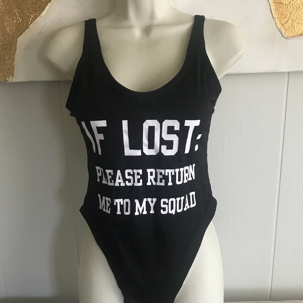 New black swimsuit IF LOST PLEASE RETURN MY SQUAD